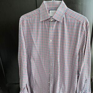 Charles Tyrwhitt Classic Fit Long Sleeve Flannel – Red, White, & Blue Mini Check